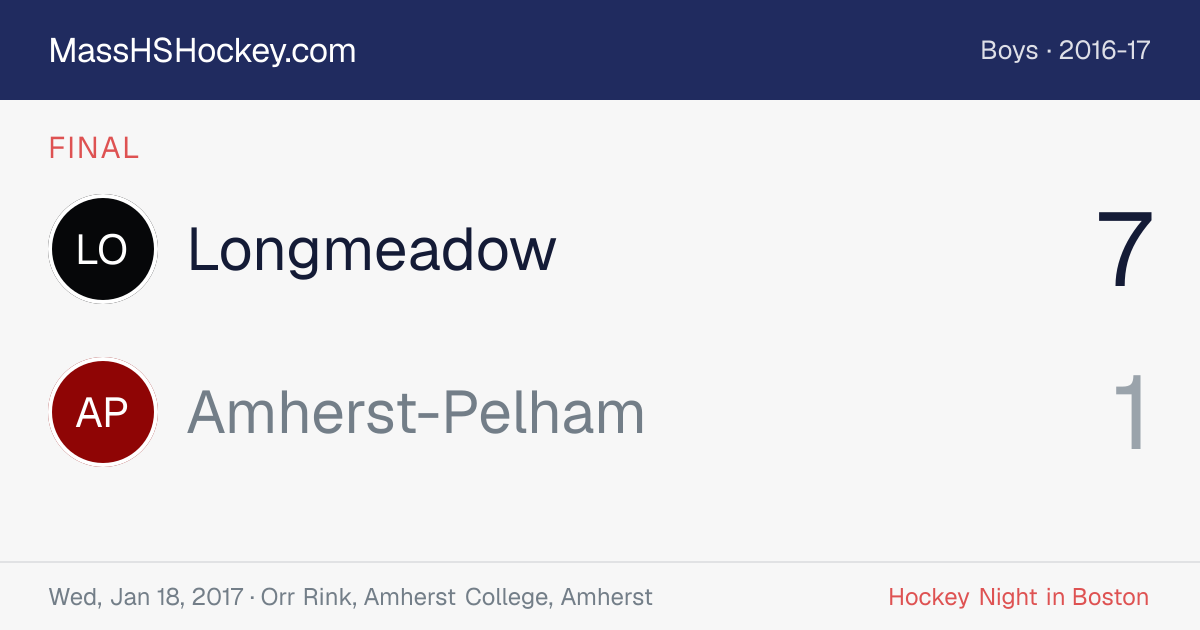 Longmeadow at Amherst-Pelham score card