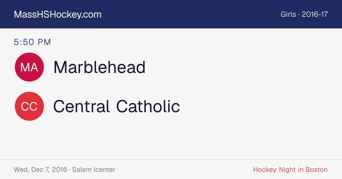 Marblehead at Central Catholic score card