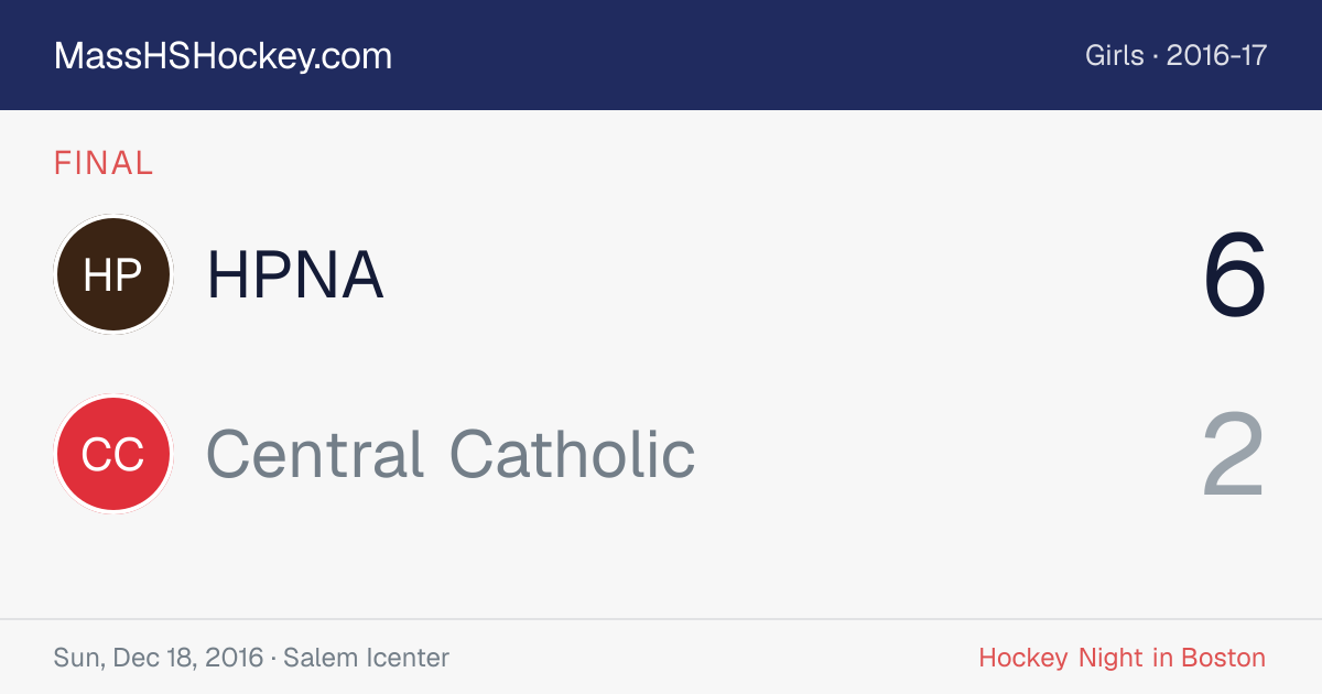 HPNA at Central Catholic score card