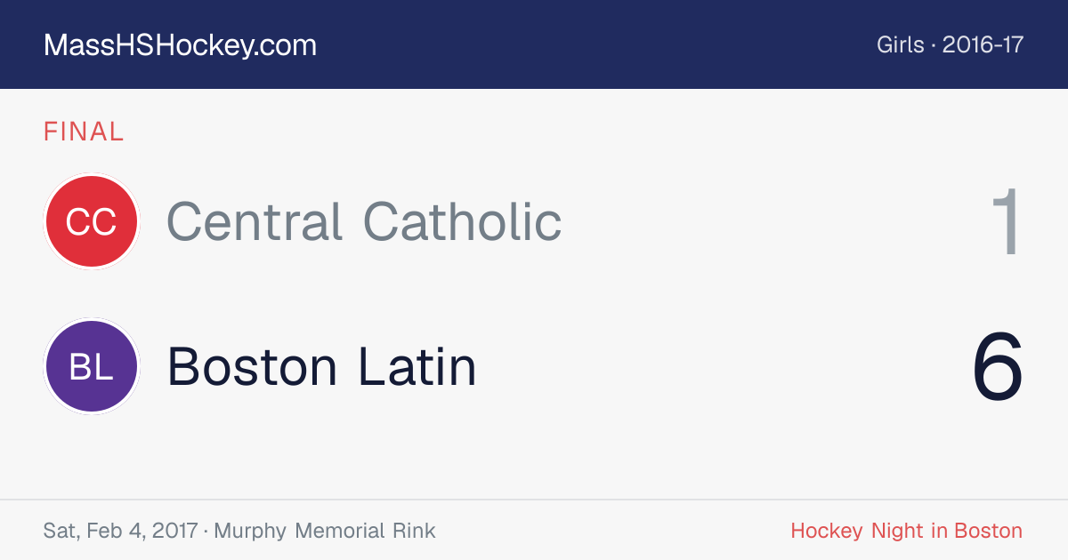Central Catholic at Boston Latin score card