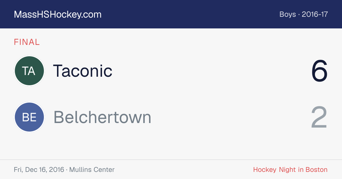 Taconic at Belchertown score card