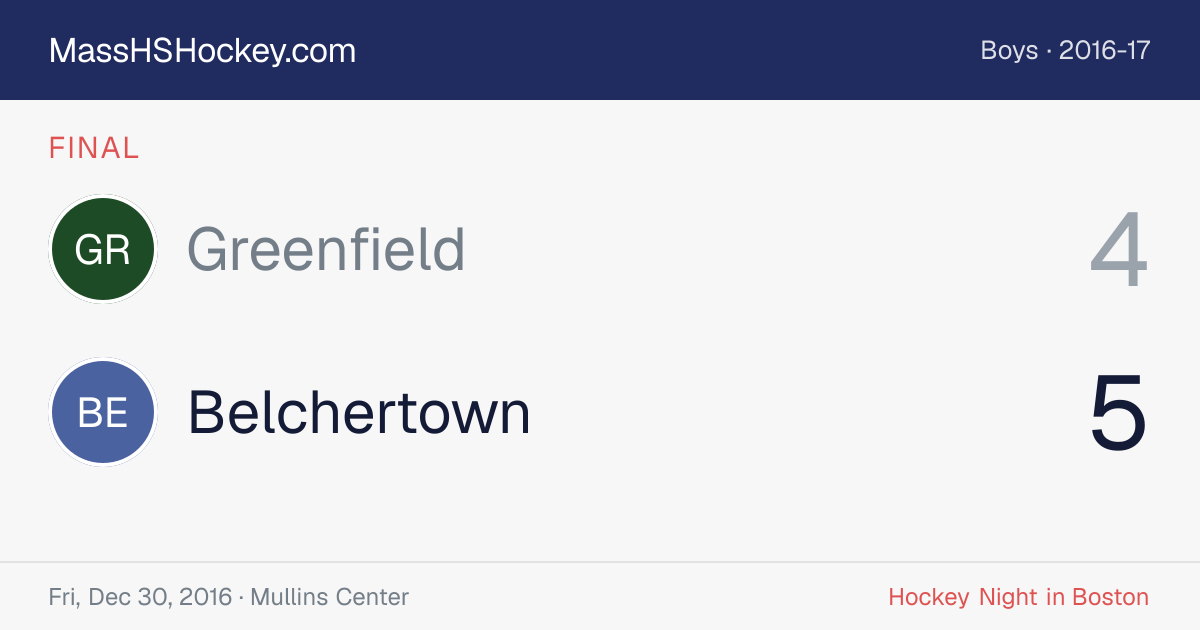 Greenfield at Belchertown score card