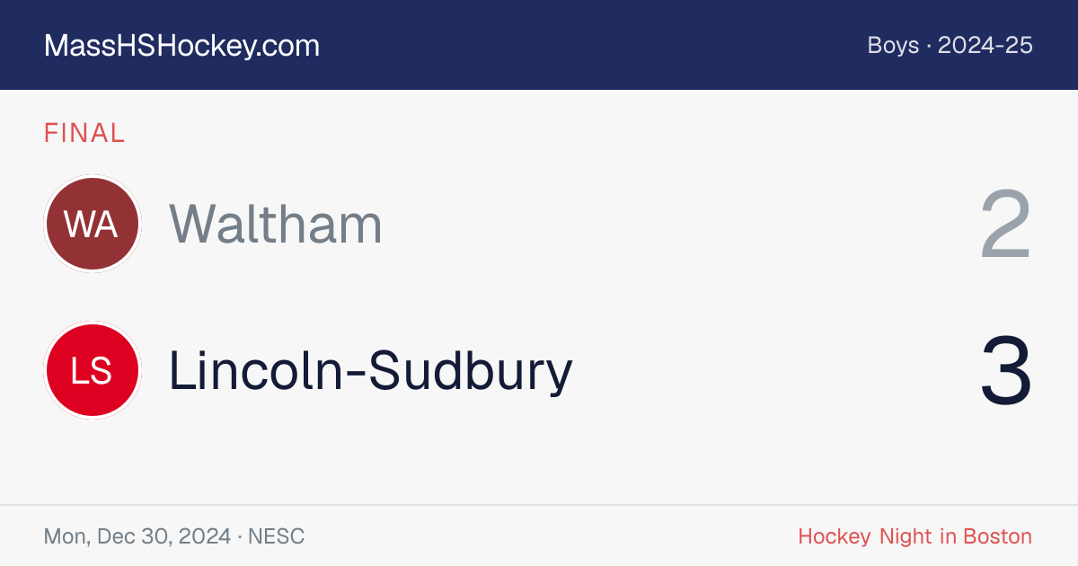Waltham at Lincoln-Sudbury score card