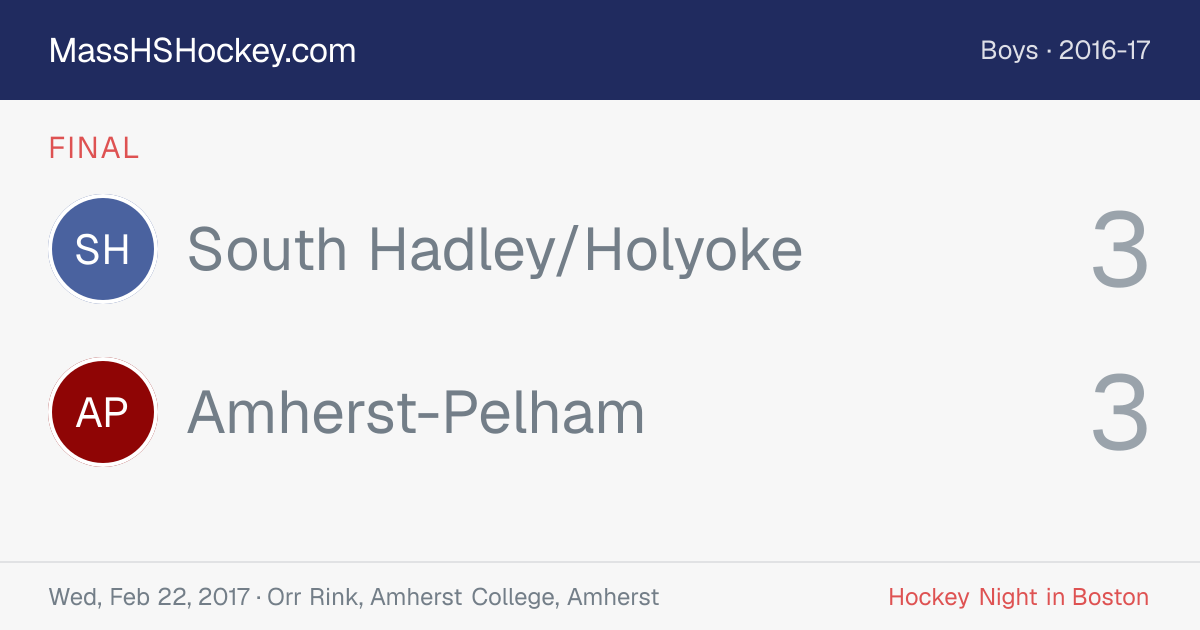 South Hadley/Holyoke at Amherst-Pelham score card