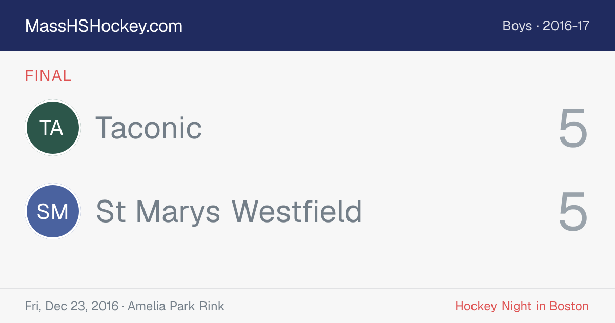 Taconic at St Marys Westfield score card