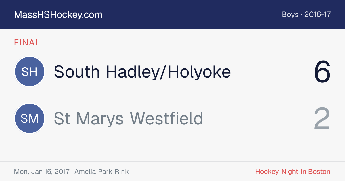 South Hadley/Holyoke at St Marys Westfield score card