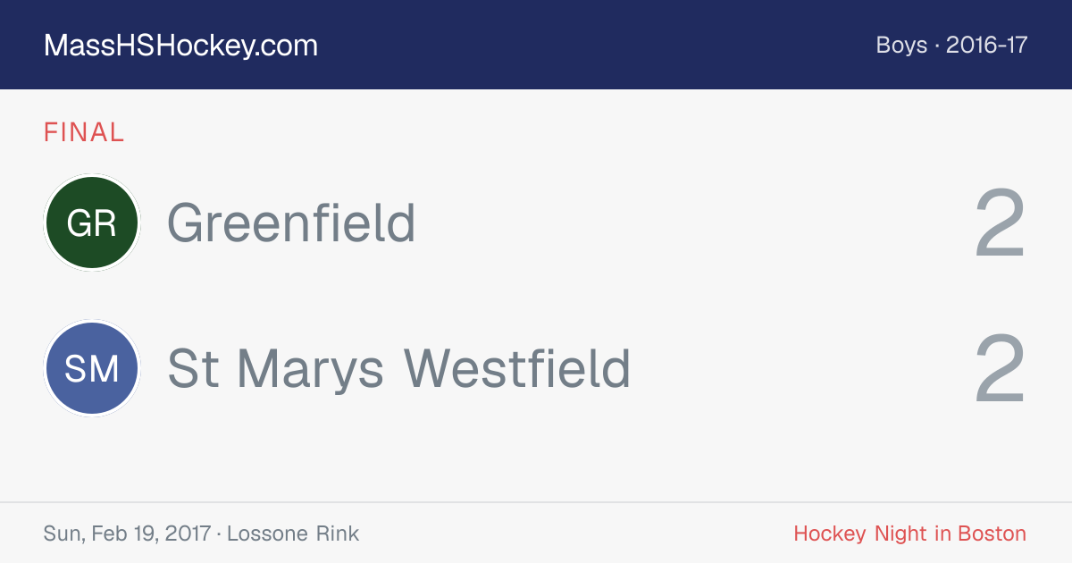 Greenfield at St Marys Westfield score card