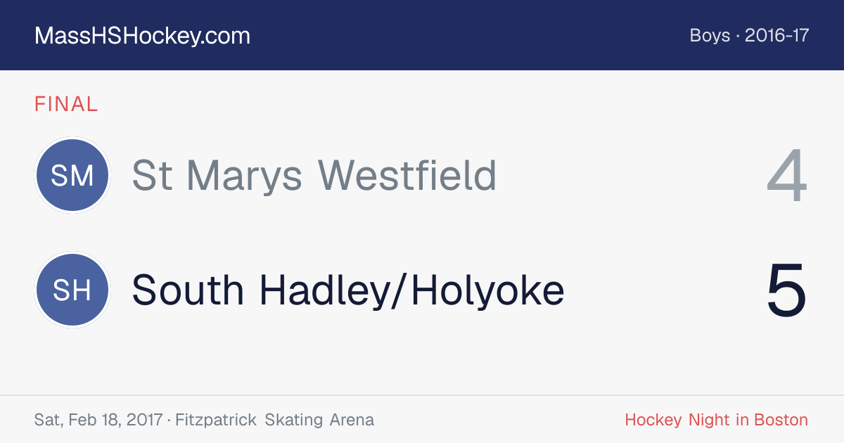 St Marys Westfield at South Hadley/Holyoke score card