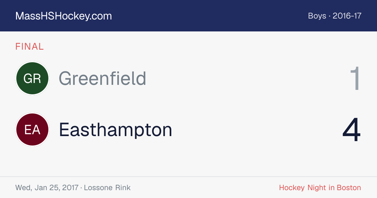 Greenfield at Easthampton score card