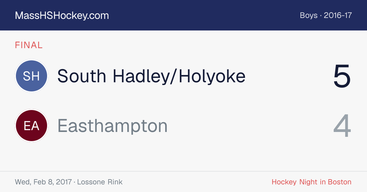 South Hadley/Holyoke at Easthampton score card