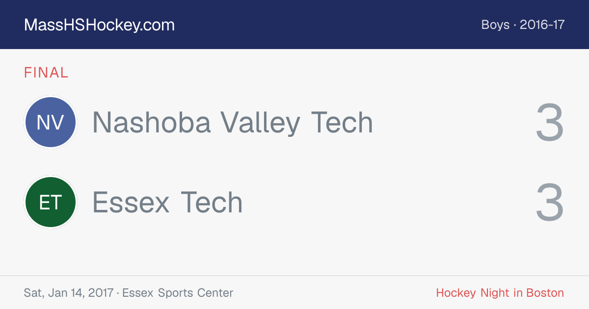Nashoba Valley Tech at Essex Tech score card
