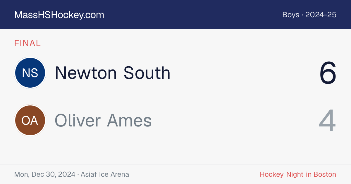 Newton South at Oliver Ames score card