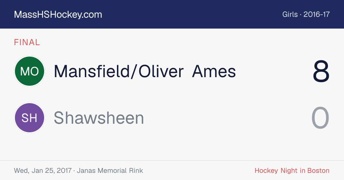 Mansfield/Oliver Ames at Shawsheen score card