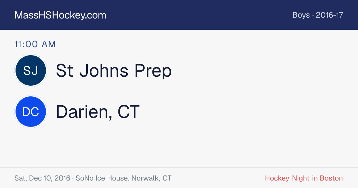 St Johns Prep at Darien, CT score card
