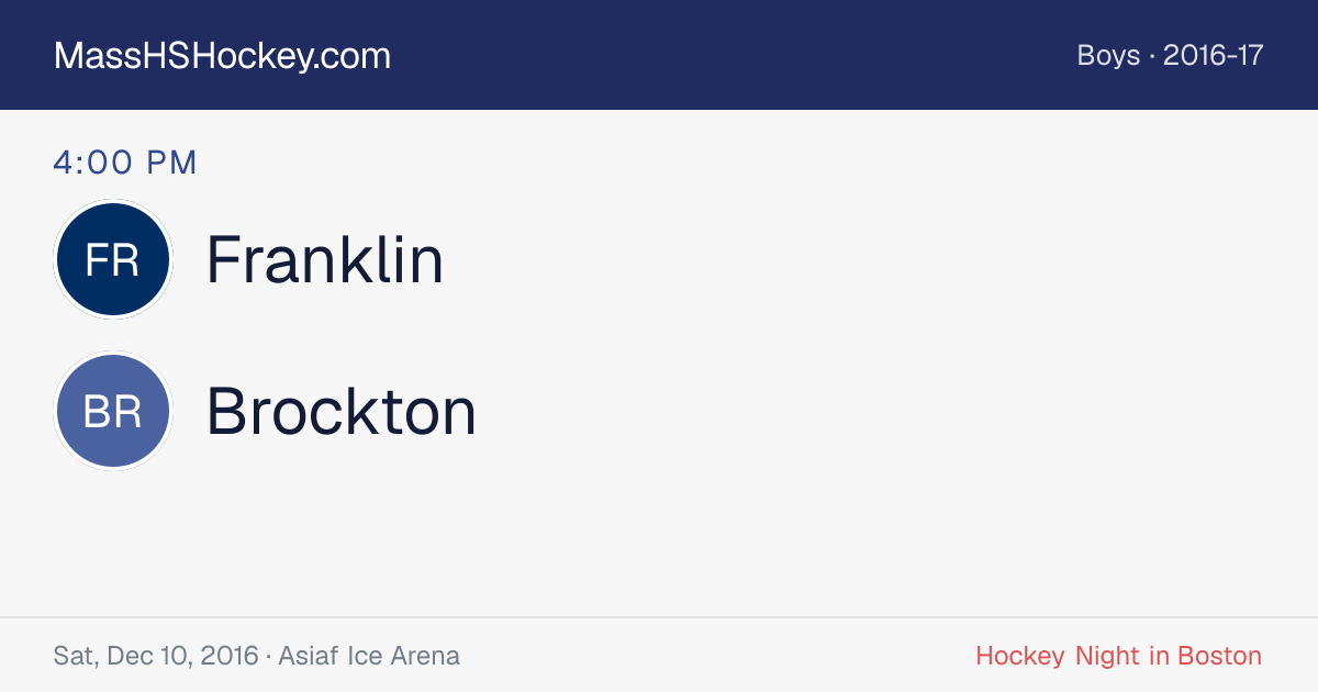 Franklin at Brockton score card