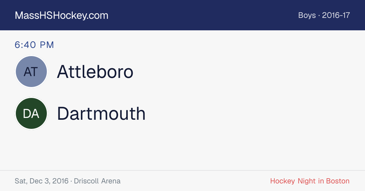 Attleboro at Dartmouth score card