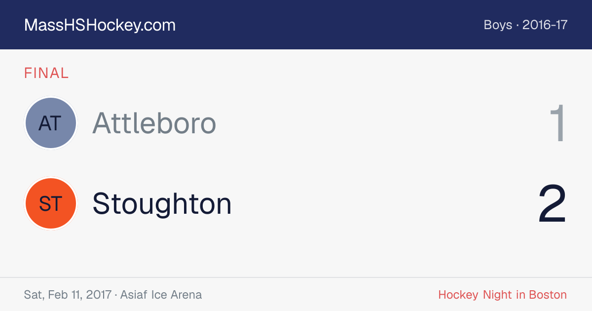 Attleboro at Stoughton score card