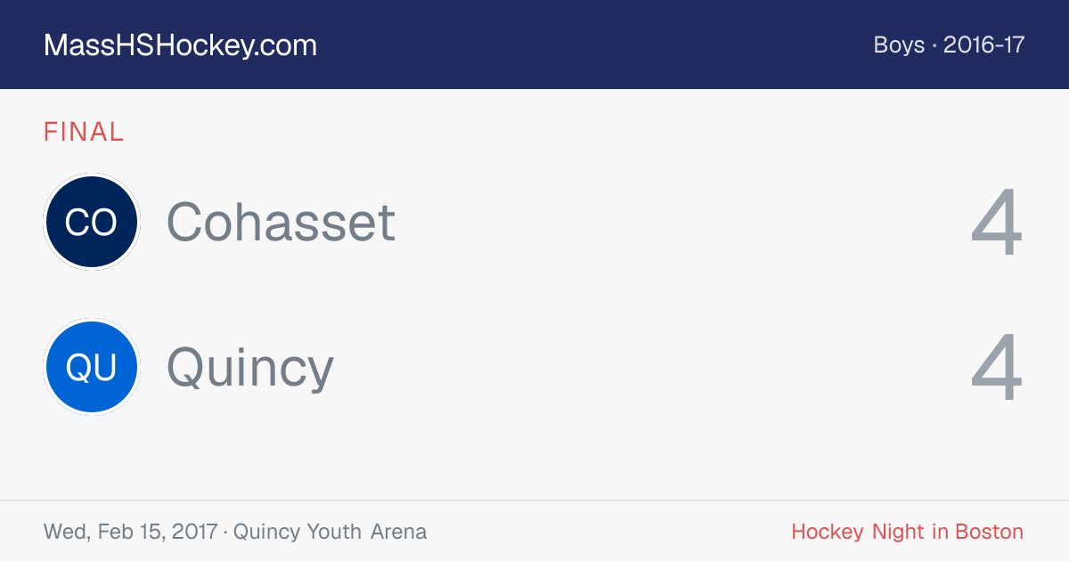 Cohasset at Quincy score card