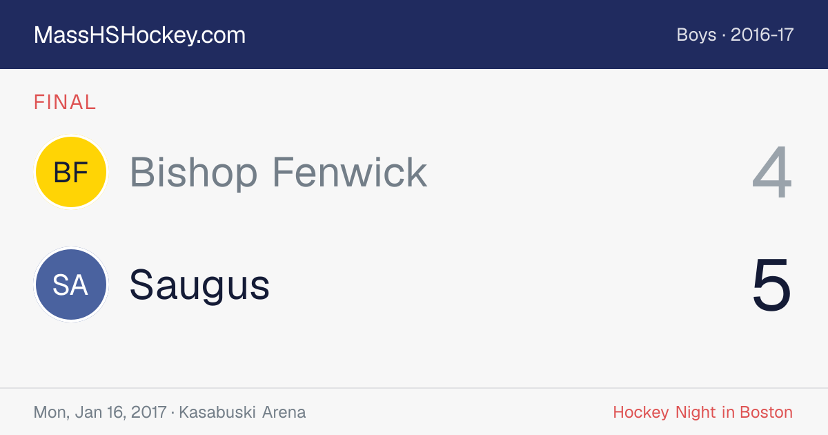 Bishop Fenwick at Saugus score card