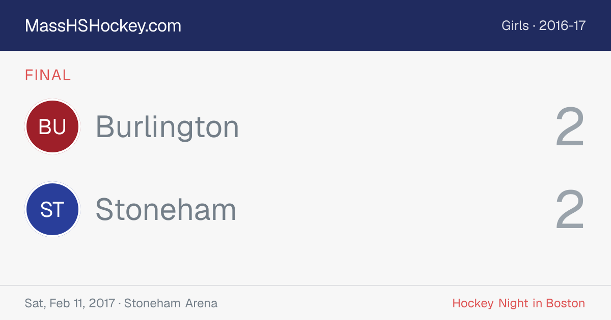 Burlington at Stoneham score card