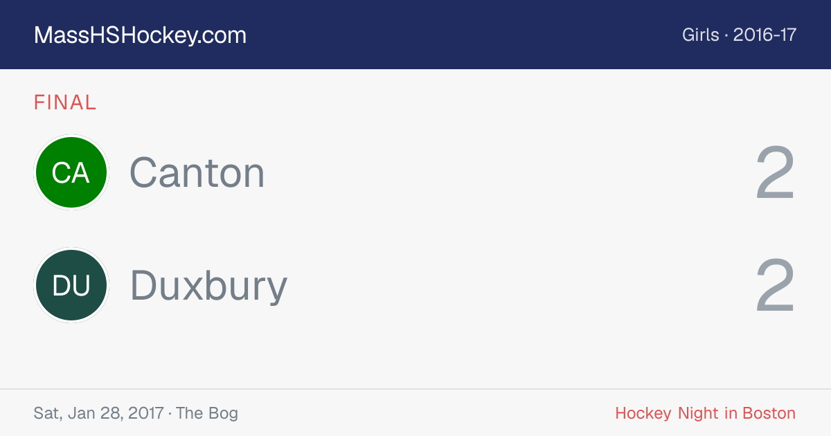 Canton at Duxbury score card