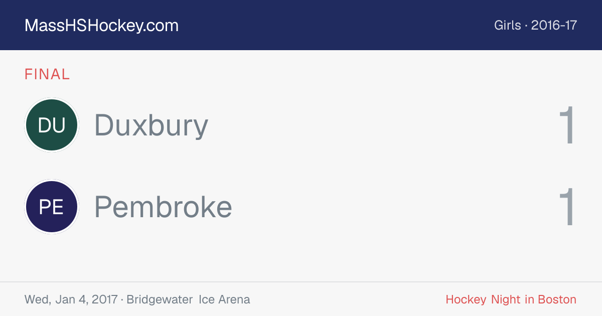 Duxbury at Pembroke score card