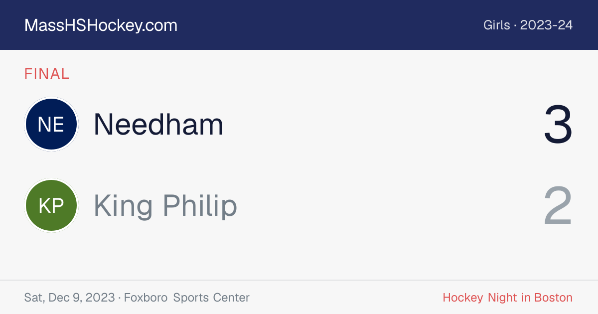 Needham at King Philip score card