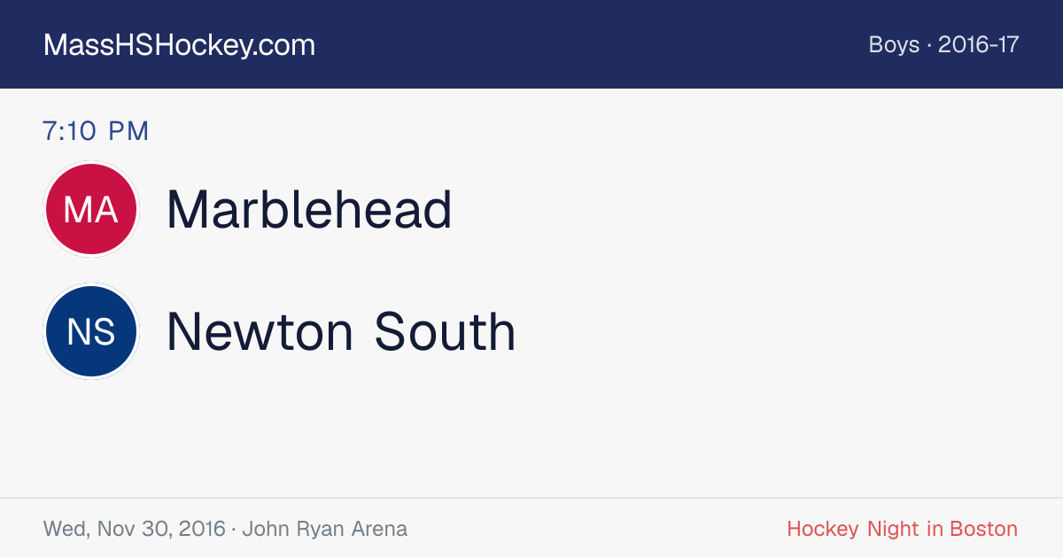 Marblehead at Newton South score card