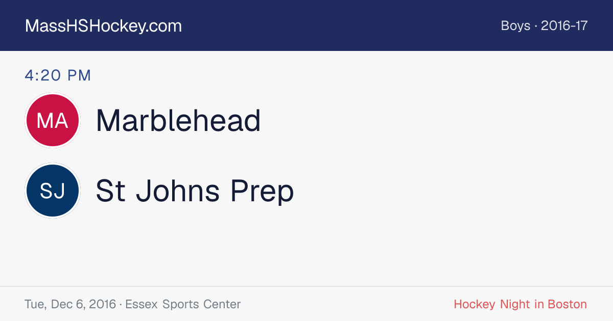 Marblehead at St Johns Prep score card