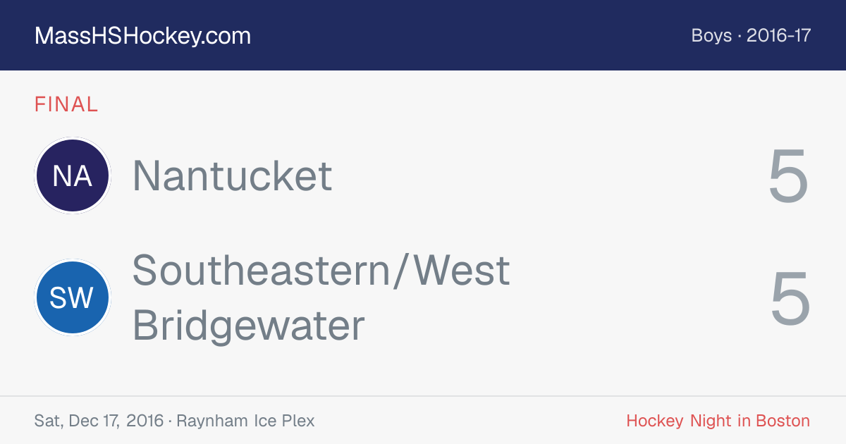 Nantucket at Southeastern/West Bridgewater score card