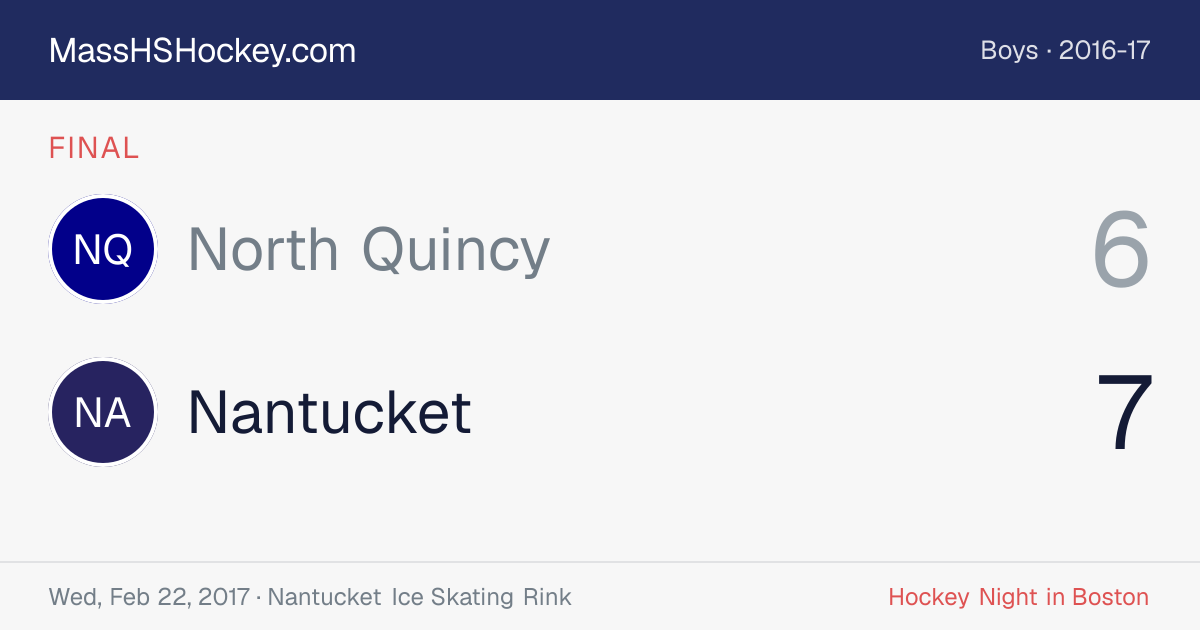North Quincy at Nantucket score card