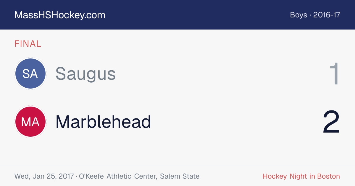Saugus at Marblehead score card