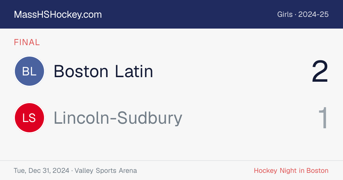 Boston Latin at Lincoln-Sudbury score card
