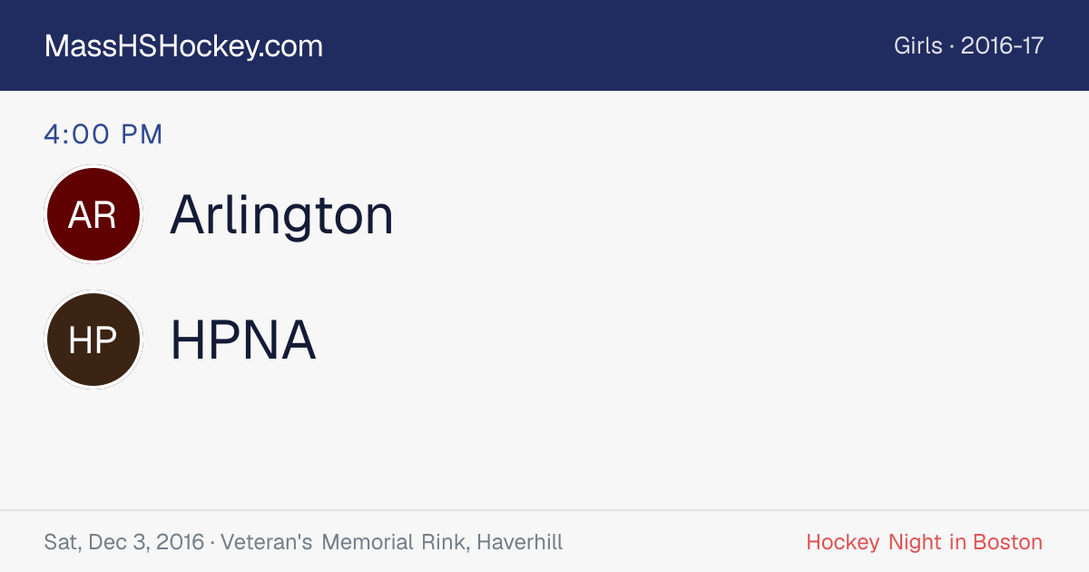 Arlington at HPNA score card