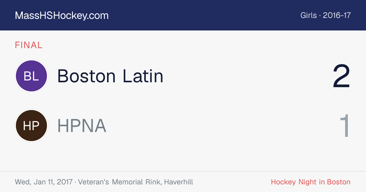 Boston Latin at HPNA score card