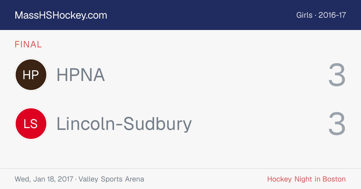 HPNA at Lincoln-Sudbury score card