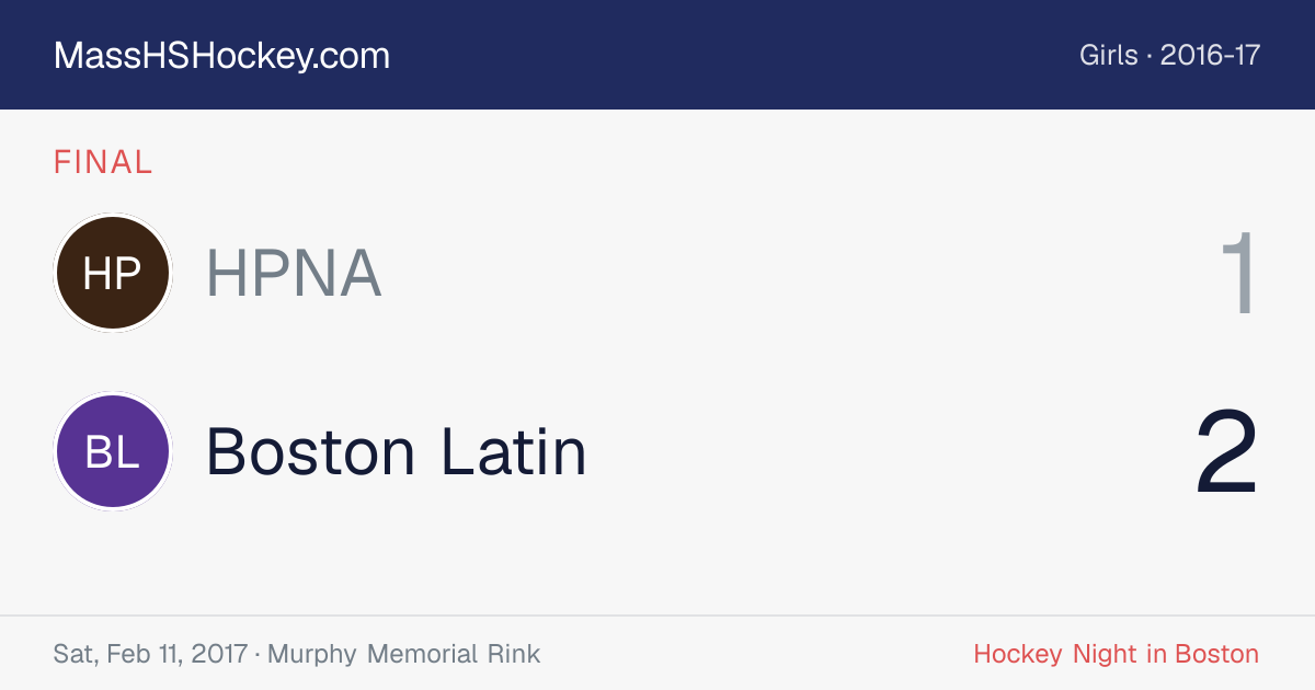 HPNA at Boston Latin score card