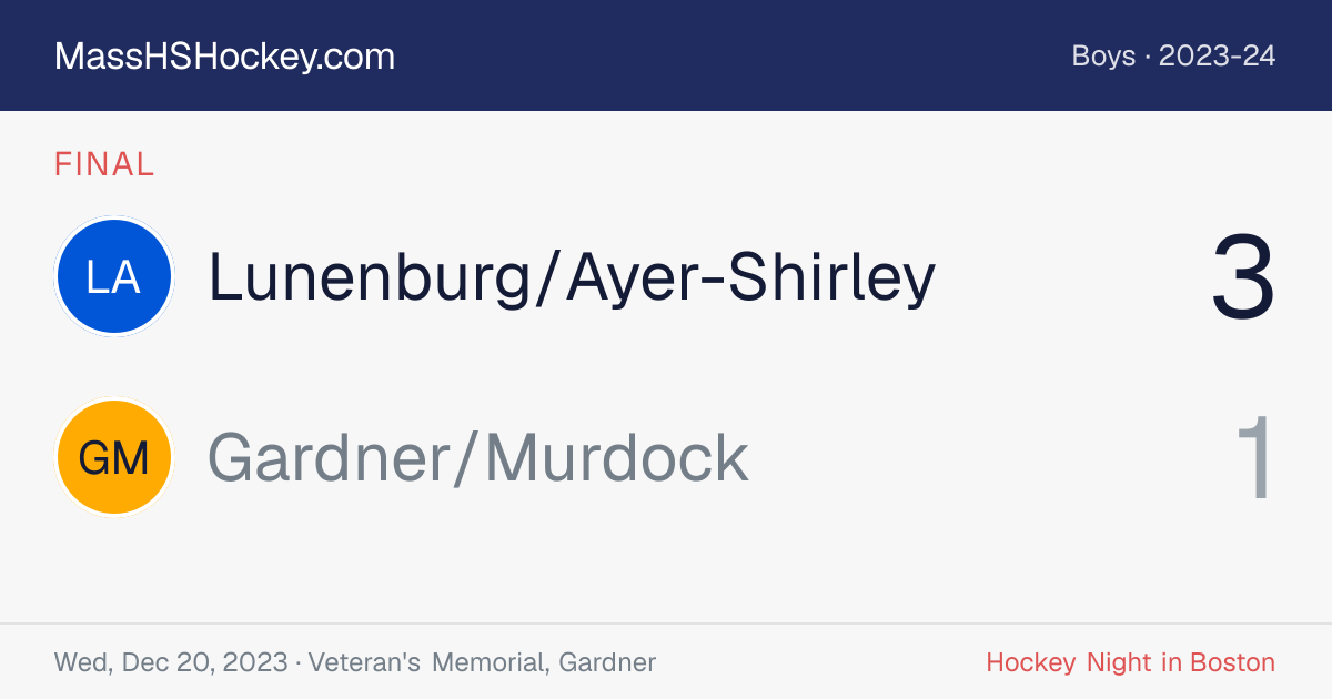 Lunenburg/Ayer-Shirley at Gardner/Murdock score card