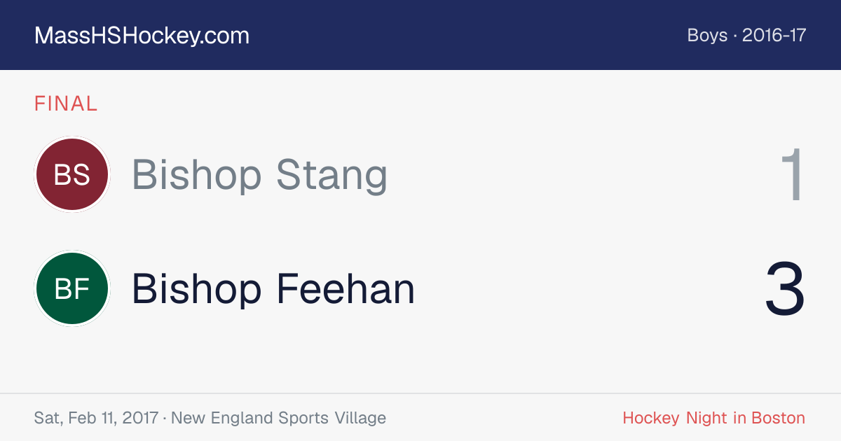 Bishop Stang at Bishop Feehan score card