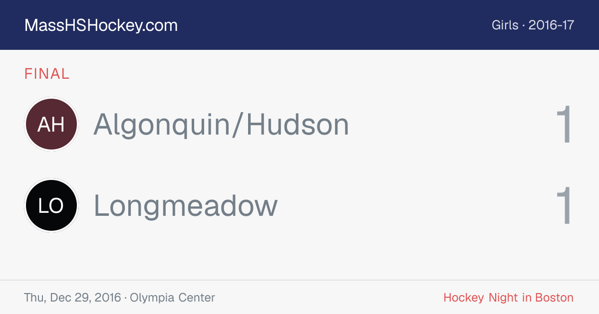 Algonquin/Hudson at Longmeadow score card