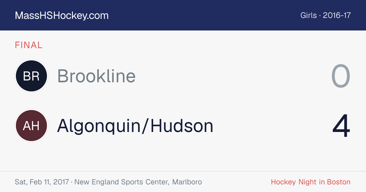 Brookline at Algonquin/Hudson score card