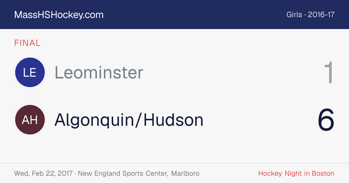Leominster at Algonquin/Hudson score card