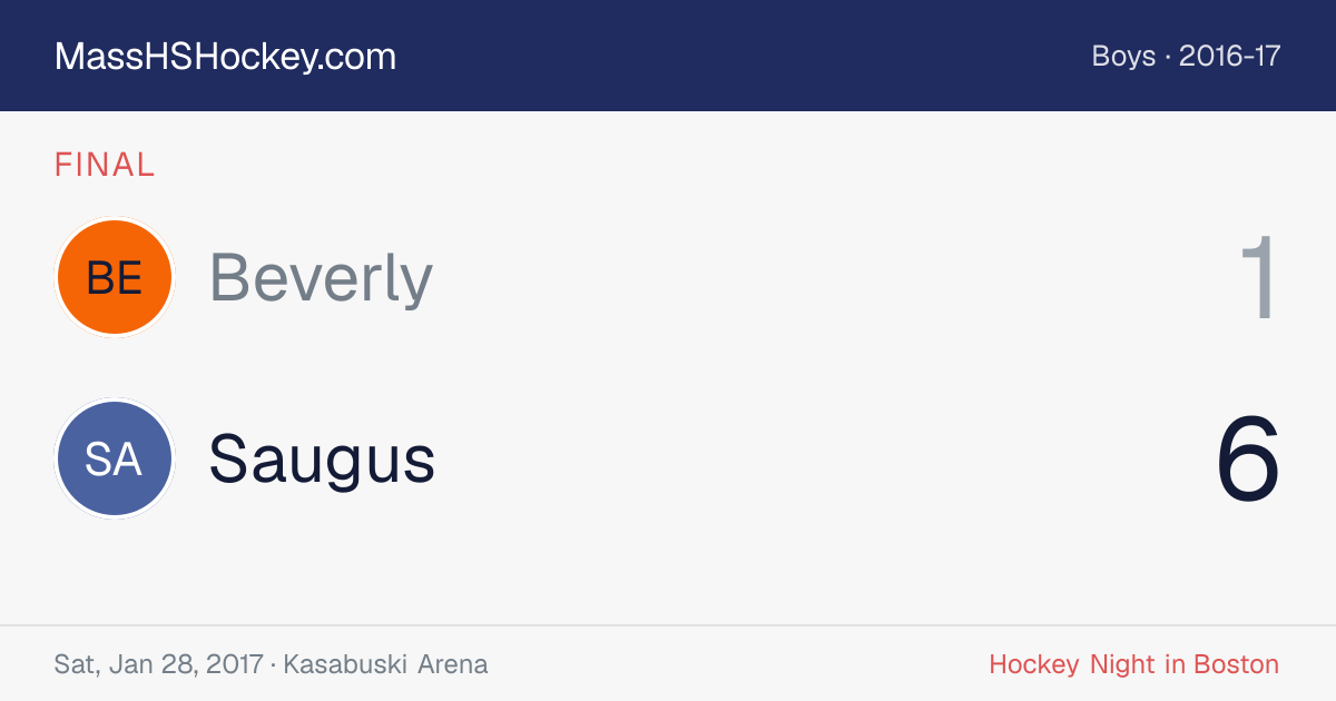 Beverly at Saugus score card