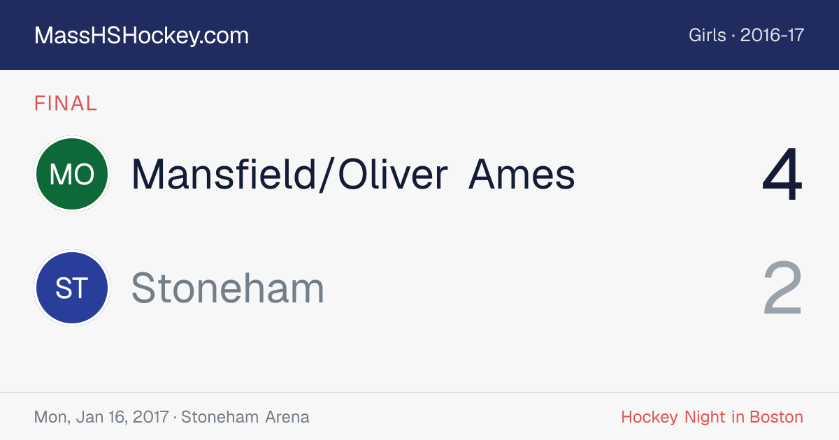 Mansfield/Oliver Ames at Stoneham score card