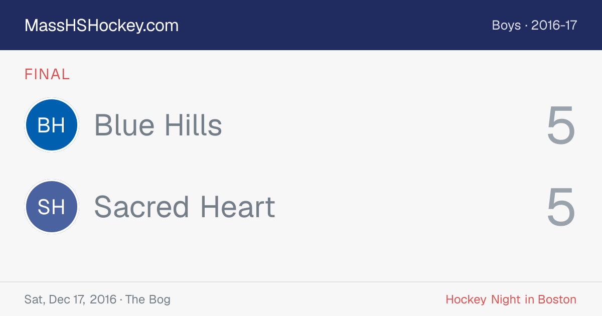 Blue Hills at Sacred Heart score card