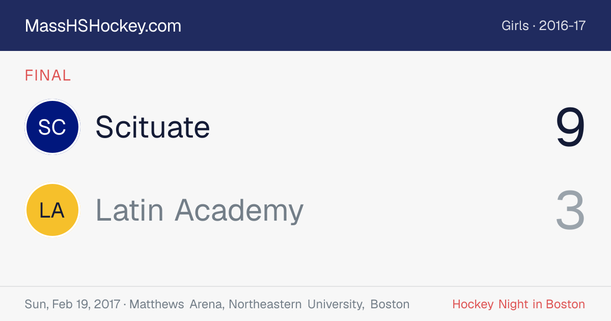 Scituate at Latin Academy score card