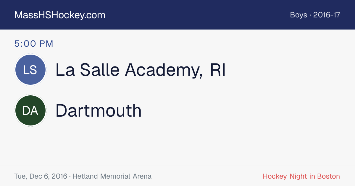 La Salle Academy, RI at Dartmouth score card