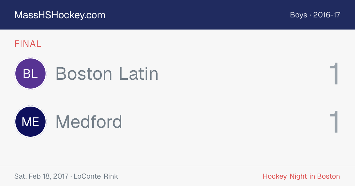 Boston Latin at Medford score card