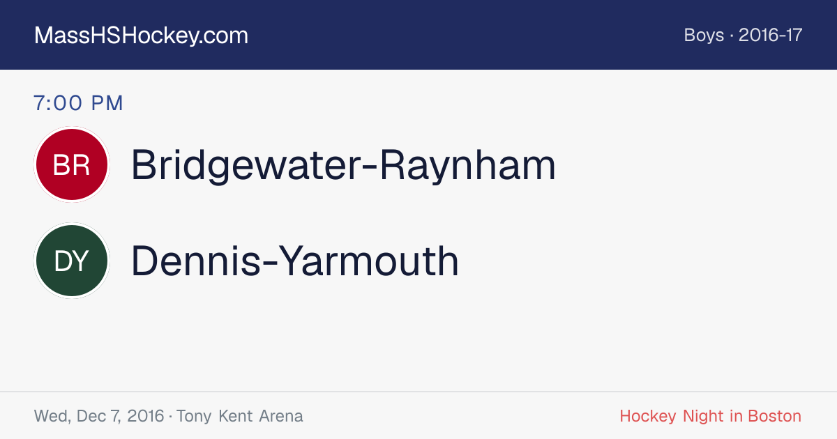 Bridgewater-Raynham at Dennis-Yarmouth score card