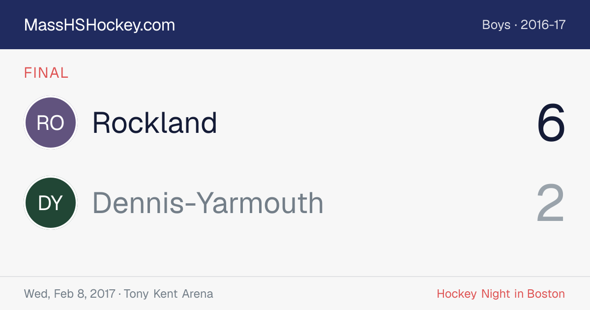 Rockland at Dennis-Yarmouth score card